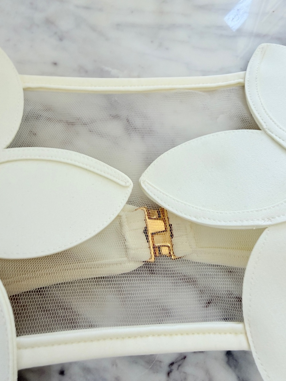 🌺 BAHIA MARIA x Anthropologie Plumeria Bikini Top Ivory White Mesh Illusion S - Picture 6 of 14